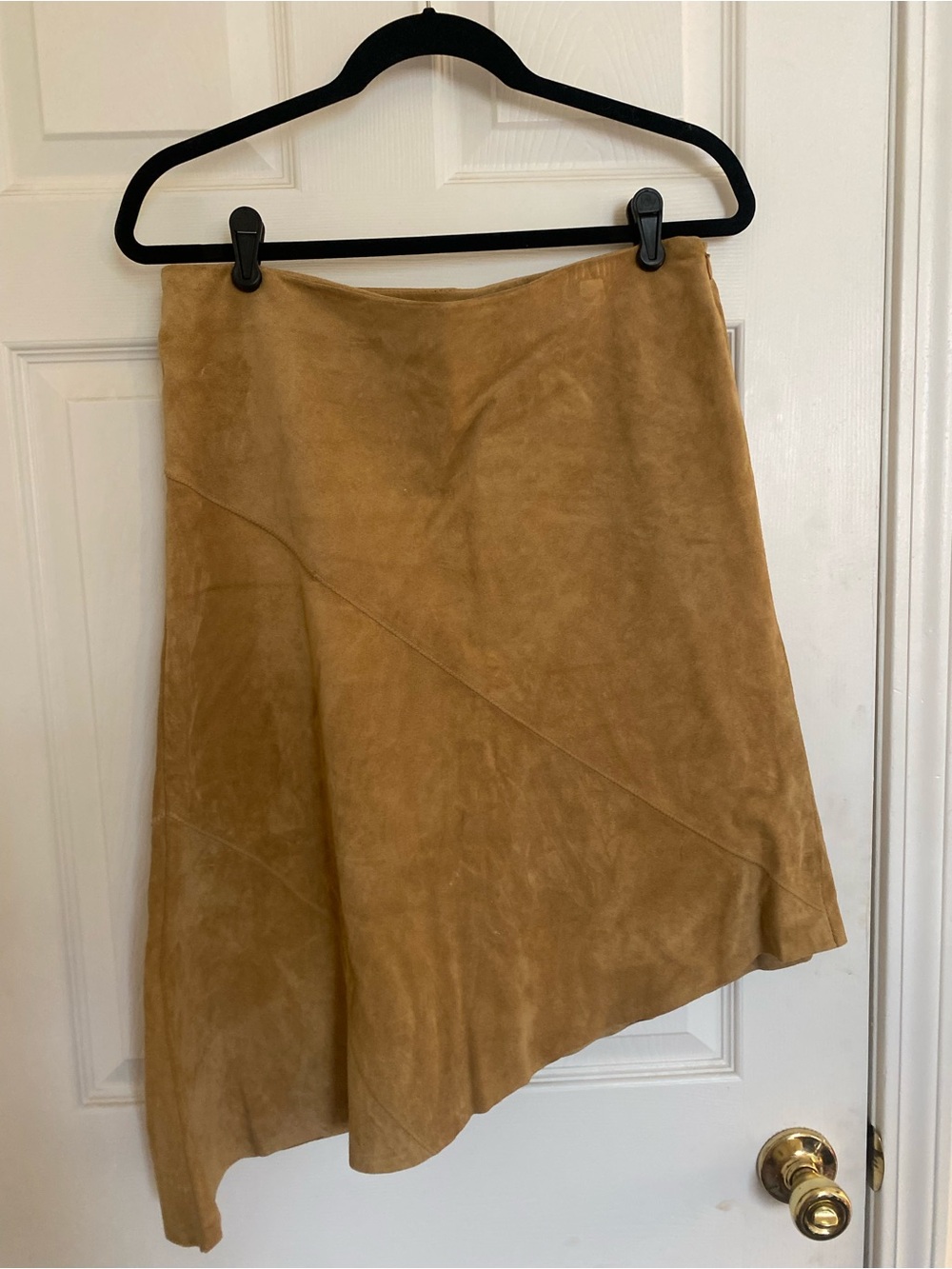 Banana Republic Asymmetrical Faux Suede Skirt in Camel/Tan